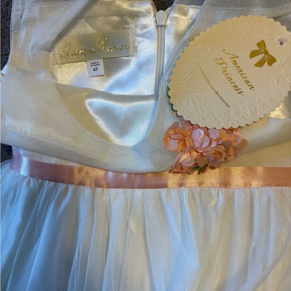 American Princess Party Dress White With Pink Flowers Kids 4T NWT Flower Girl - Picture 3 of 3